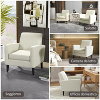 POLTRONCINA DA CAMERA MODERNA IN TESSUTO CON BRACCIOLI 66X72X74 CM CREMA