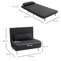 POLTRONA LETTO 3 IN 1 CON SCHIENALE RECLINABILE SU 6 POSIZIONI IN TESSUTO 94X78X80 CM NERO