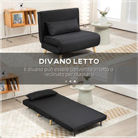 POLTRONA LETTO 3 IN 1 CON SCHIENALE RECLINABILE SU 6 POSIZIONI IN TESSUTO 94X78X80 CM NERO