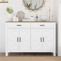 CREDENZA DA CUCINA CON 2 CASSETTI E 2 ARMADIETTI STILE RUSTICO CON MENSOLE REGOLABILI BIANCO