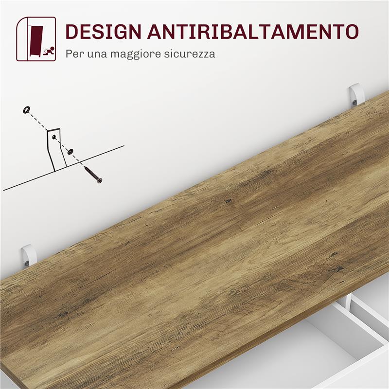 CREDENZA DA CUCINA CON 2 CASSETTI E 2 ARMADIETTI STILE RUSTICO CON MENSOLE REGOLABILI BIANCO
