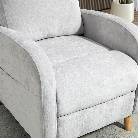 POLTRONA RECLINABILE 150¦ MAX CON POGGIAPIEDI IN TESSUTO EFFETTO LINO 68X90X106 CM GRIGIO CHIARO