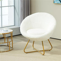 POLTRONCINA DA CAMERA IN FINTA PELLICCIA CON GAMBE IN METALLO 75X66X79 CM BIANCO