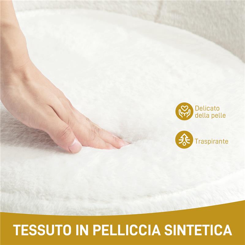 POLTRONCINA DA CAMERA IN FINTA PELLICCIA CON GAMBE IN METALLO 75X66X79 CM BIANCO