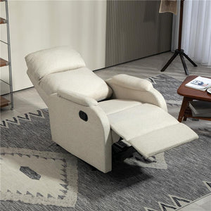 POLTRONA RELAX RECLINABILE MANUALE CON POGGIAPIEDI IN TESSUTO E IMBOTTITURA SPESSA BEIGE
