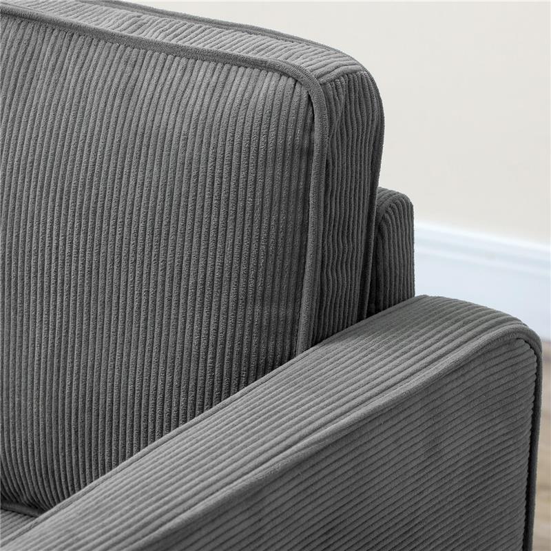 DIVANO 2 POSTI CON SPAZIO CONTENITORE E 2 CUSCINI IN TESSUTO EFFETTO VELLUTO E LEGNO 140X63X79 CM GRIGIO