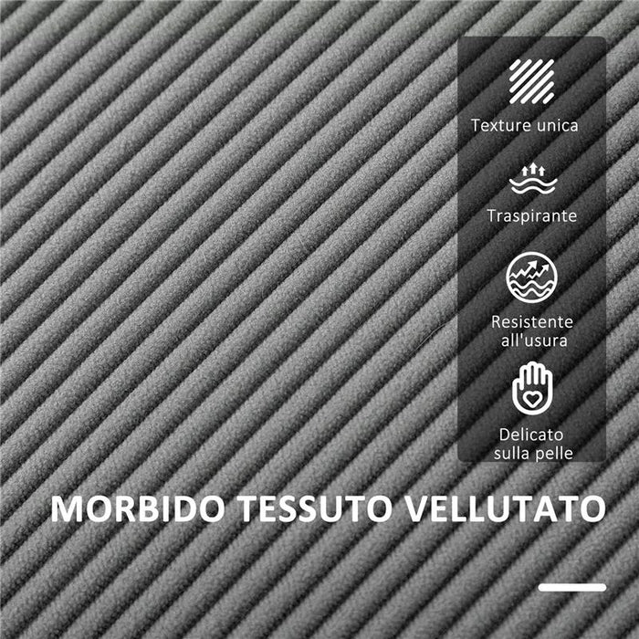 DIVANO 2 POSTI CON SPAZIO CONTENITORE E 2 CUSCINI IN TESSUTO EFFETTO VELLUTO E LEGNO 140X63X79 CM GRIGIO