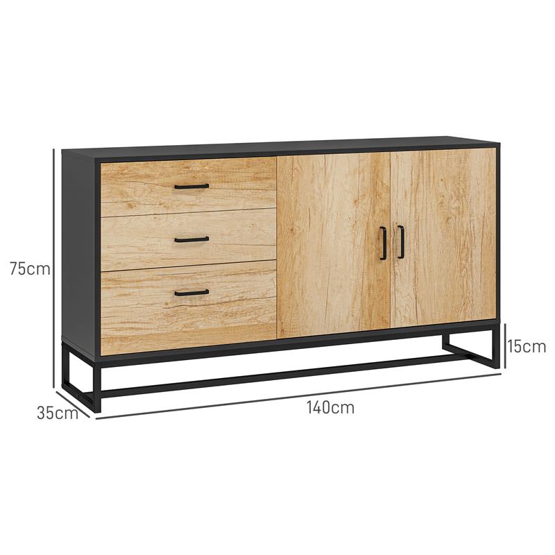 CREDENZA MODERNA CON 3 CASSETTI E UN ARMADIETTO CUCINA 2 ANTE SOFT-CLOSE CON RIPIANO REGOLABILE