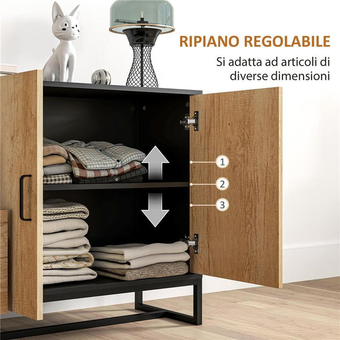CREDENZA MODERNA CON 3 CASSETTI E UN ARMADIETTO CUCINA 2 ANTE SOFT-CLOSE CON RIPIANO REGOLABILE