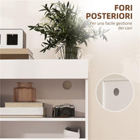 CREDENZA MODERNA BASSA CON ANTE AMMORTIZZATE E APERTURA A PRESSIONE RIPIANI REGOLABILI BIANCO