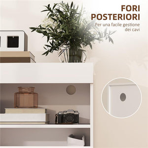 CREDENZA MODERNA BASSA CON ANTE AMMORTIZZATE E APERTURA A PRESSIONE RIPIANI REGOLABILI BIANCO