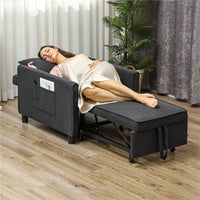 POLTRONA LETTO RECLINABILE CON TASCHE LATERALI IN TESSUTO EFFETTO VELLUTO 74X84X81 CM GRIGIO SCURO