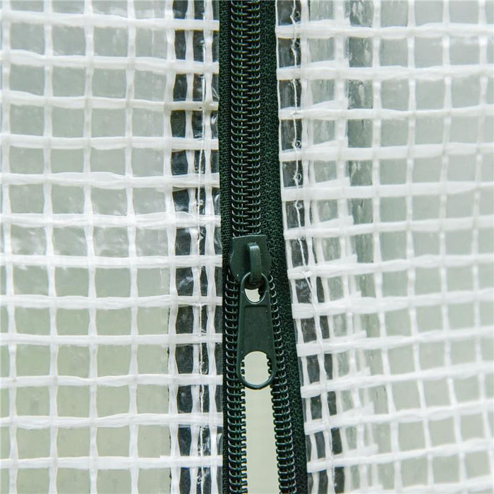 SERRA DA GIARDINO CON PORTA AVVOLGIBILE E BORDI ESTESI IN ACCIAIO E PE 200X76X168 CM BIANCO