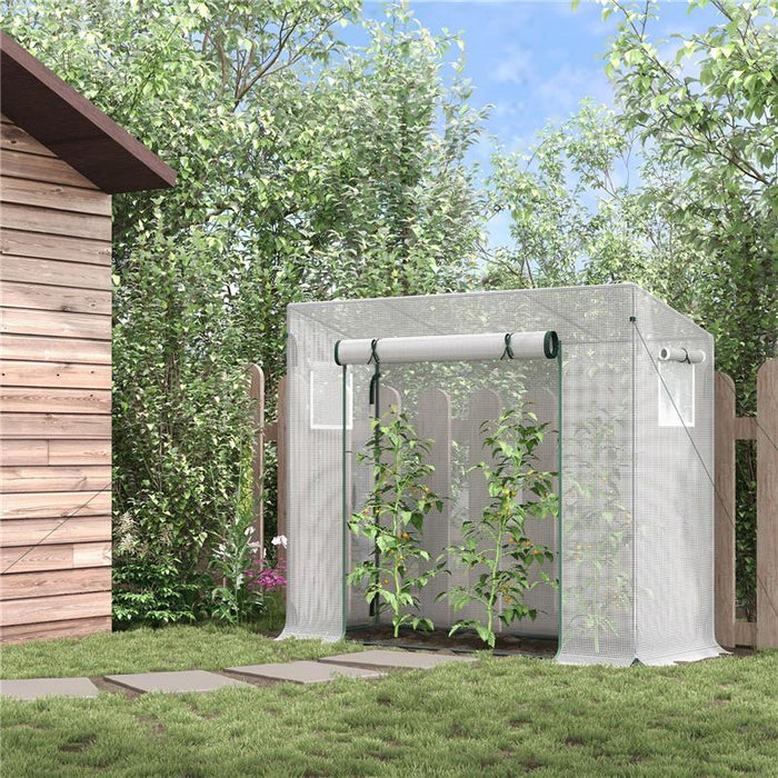 SERRA DA GIARDINO CON PORTA AVVOLGIBILE E BORDI ESTESI IN ACCIAIO E PE 200X76X168 CM BIANCO