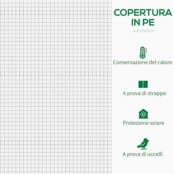 SERRA DA GIARDINO CON PORTA AVVOLGIBILE E BORDI ESTESI IN ACCIAIO E PE 200X76X168 CM BIANCO