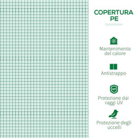 MINI SERRA PER PIANTE IMPERMEABILE CON 3 INGRESSI AVVOLGIBILI IN ACCIAIO E PE 400X100X80 CM VERDE