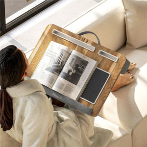 SUPPORTO PER LAPTOP DA 15.6" CON TAPPETINO MOUSE E POGGIA POLSI SLOT PER TABLET E SMARTPHONE ROVERE