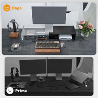 SUPPORTO PER MONITOR CON 2 VANI CONTENITORE IN LEGNO 100X27X15 CM NERO