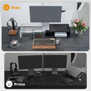 SUPPORTO PER MONITOR CON 2 VANI CONTENITORE IN LEGNO 100X27X15 CM NERO