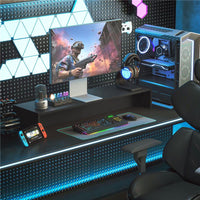 SUPPORTO PER MONITOR CON 2 VANI CONTENITORE IN LEGNO 100X27X15 CM NERO