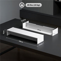 SUPPORTO PER MONITOR CON 2 VANI CONTENITORE IN LEGNO 100X27X15 CM BIANCO