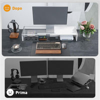 SUPPORTO PER MONITOR CON 2 VANI CONTENITORE IN LEGNO 100X27X15 CM BIANCO