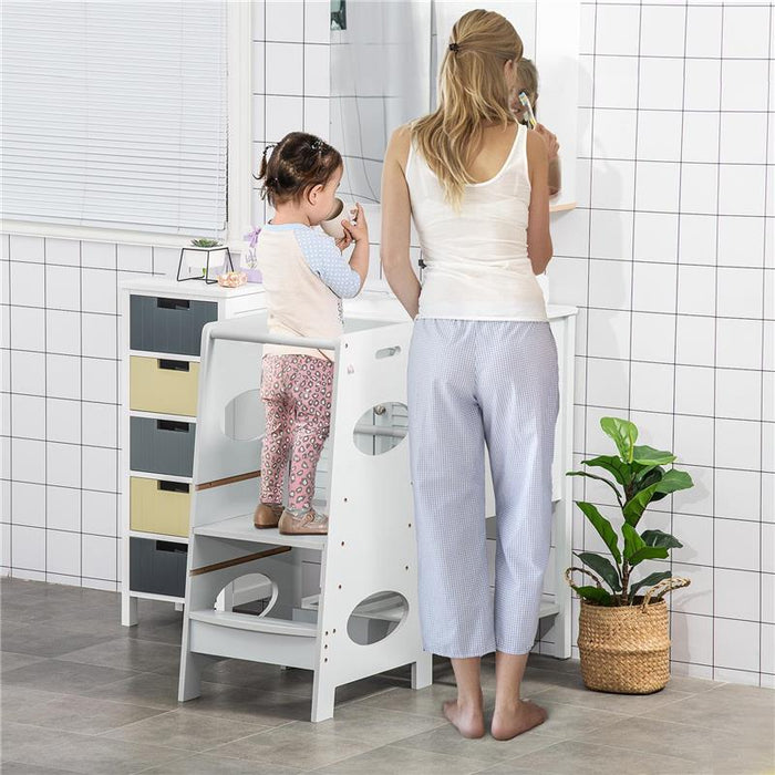 TORRE MONTESSORIANA PER BAMBINI 3-6 ANNI CON ALTEZZA REGOLABILE IN MDF 40X50X90 CM GRIGIO