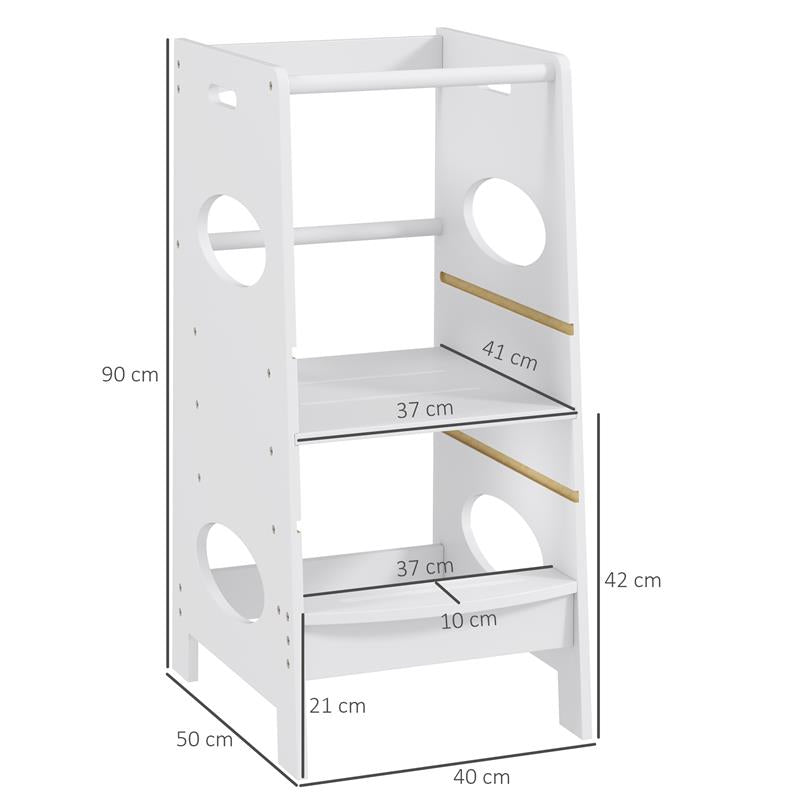 TORRE MONTESSORIANA PER BAMBINI 3-6 ANNI CON ALTEZZA REGOLABILE IN MDF 40X50X90 CM GRIGIO