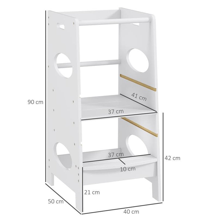TORRE MONTESSORIANA PER BAMBINI 3-6 ANNI CON ALTEZZA REGOLABILE IN MDF 40X50X90 CM GRIGIO