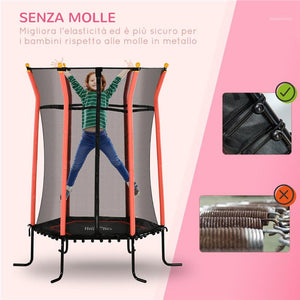 TAPPETO ELASTICO PER BAMBINI CON INGRESSO A CERNIERA E PALI IMBOTTITI Ø 163.5X190 CM ROSSO