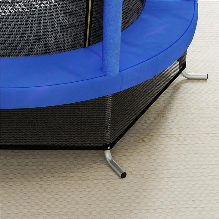 TAPPETO ELASTICO PER BAMBINI 3-6 ANNI CON RETE DI PROTEZIONE 6 COLONNE E 3 INGRESSI Ø 140X190 CM BLU E NERO
