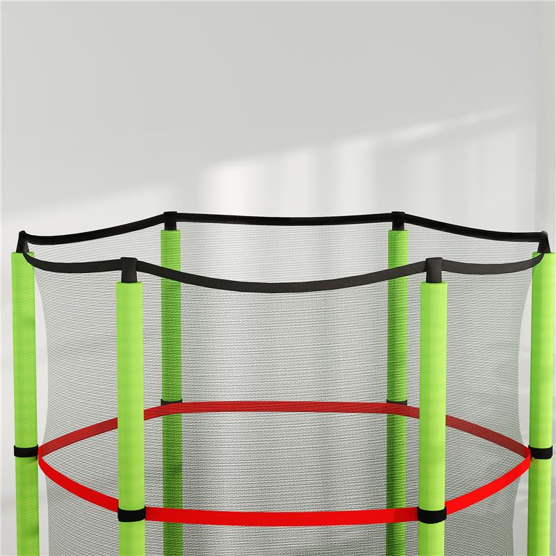 TAPPETO ELASTICO PER BAMBINI 3-6 ANNI CON RETE DI PROTEZIONE 6 COLONNE E 3 INGRESSI Ø 140X190 CM VERDE E NERO
