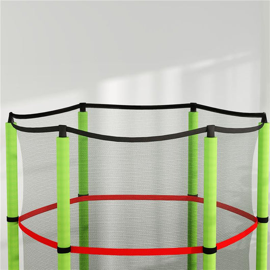 TAPPETO ELASTICO PER BAMBINI 3-6 ANNI CON RETE DI PROTEZIONE 6 COLONNE E 3 INGRESSI Ø 140X190 CM VERDE E NERO