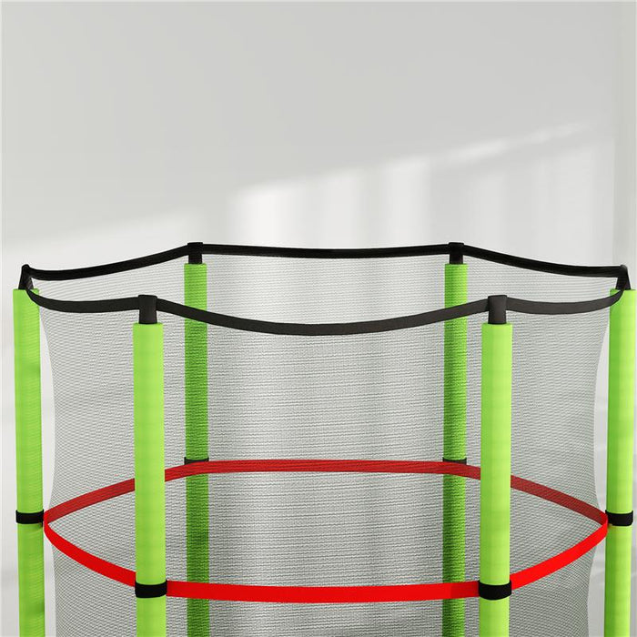 TAPPETO ELASTICO PER BAMBINI 3-6 ANNI CON RETE DI PROTEZIONE 6 COLONNE E 3 INGRESSI Ø 140X190 CM VERDE E NERO