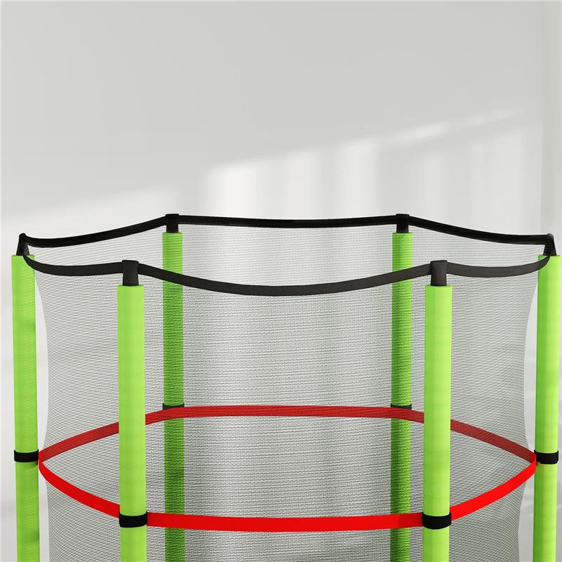 TAPPETO ELASTICO PER BAMBINI 3-6 ANNI CON RETE DI PROTEZIONE 6 COLONNE E 3 INGRESSI Ø 140X190 CM VERDE E NERO