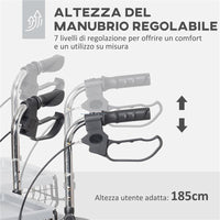 DEAMBULATORE PER ANZIANI E DISABILI AD ALTEZZA REGOLABILE CON CESTINO E VASSOIO 60X62X84-100.5 CM NERO