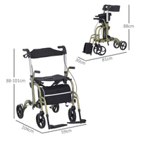 DEAMBULATORE PIEGHEVOLE CON POGGIAPIEDI E BORSA IN ALLUMINIO PP E POLIESTERE 59X104X88-101 CM GIALLO E VERDE