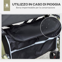 DEAMBULATORE PIEGHEVOLE CON POGGIAPIEDI E BORSA IN ALLUMINIO PP E POLIESTERE 59X104X88-101 CM GIALLO E VERDE