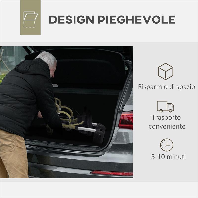 DEAMBULATORE PIEGHEVOLE CON POGGIAPIEDI E BORSA IN ALLUMINIO PP E POLIESTERE 59X104X88-101 CM GIALLO E VERDE
