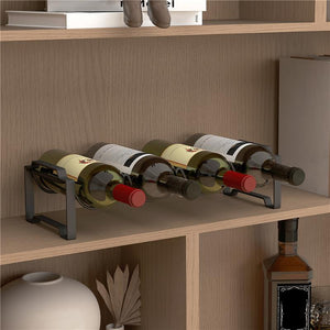 PORTABOTTIGLIE A 4 LIVELLI A ONDA IMPILABILI PER 16 BOTTIGLIE IN METALLO 42.5X16.5X41 CM NERO