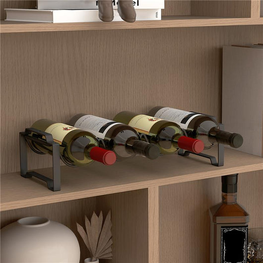 PORTABOTTIGLIE A 4 LIVELLI A ONDA IMPILABILI PER 16 BOTTIGLIE IN METALLO 42.5X16.5X41 CM NERO