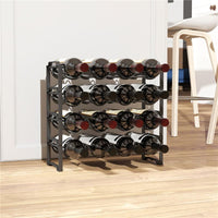 PORTABOTTIGLIE A 4 LIVELLI A ONDA IMPILABILI PER 16 BOTTIGLIE IN METALLO 42.5X16.5X41 CM NERO