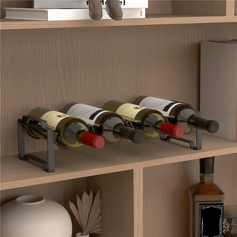 PORTABOTTIGLIE A 4 LIVELLI A ONDA IMPILABILI PER 16 BOTTIGLIE IN METALLO 42.5X16.5X41 CM NERO