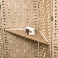 PARAVENTO DA INTERNO A 4 PANNELLI PIEGHEVOLE CON MENSOLE 160X170 CM COLORE NATURALE