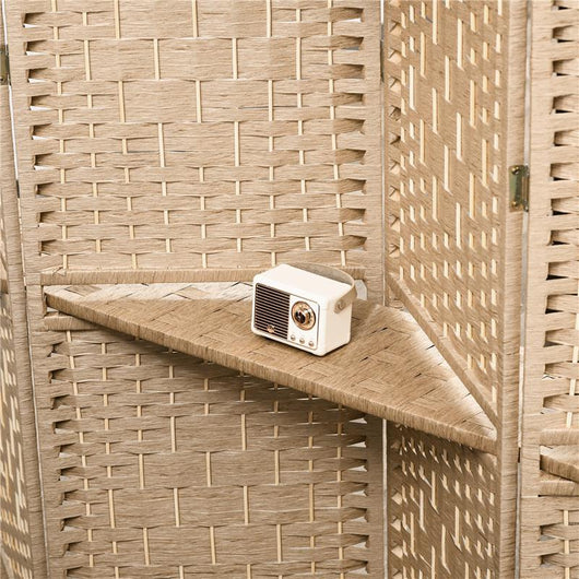 PARAVENTO DA INTERNO A 4 PANNELLI PIEGHEVOLE CON MENSOLE 160X170 CM COLORE NATURALE