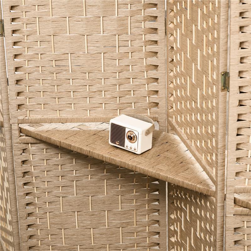 PARAVENTO DA INTERNO A 4 PANNELLI PIEGHEVOLE CON MENSOLE 160X170 CM COLORE NATURALE