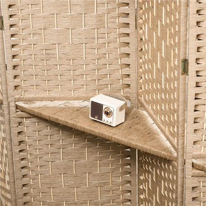 PARAVENTO DA INTERNO A 4 PANNELLI PIEGHEVOLE CON MENSOLE 160X170 CM COLORE NATURALE