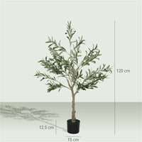 PIANTA ARTIFICIALE DI OLIVO ALTA 120 CM ALBERO FINTO CON 450 FOGLIE E 20 OLIVE VASO INCLUSO