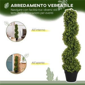 PIANTA FINTA DI EUCALIPTO A SPIRALE CON VASO INCLUSO PER INTERNO ED ESTERNO ALTEZZA 90 CM VERDE