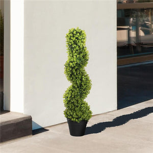 PIANTA FINTA DI EUCALIPTO A SPIRALE CON VASO INCLUSO PER INTERNO ED ESTERNO ALTEZZA 90 CM VERDE